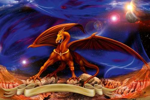 Vliesová fototapeta Vesmírný drak 375 x 250 cm