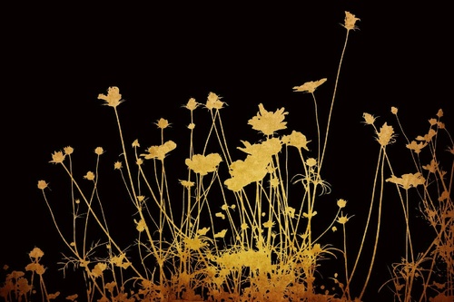 Vliesová fototapeta Zlaté květiny 375 x 250 cm