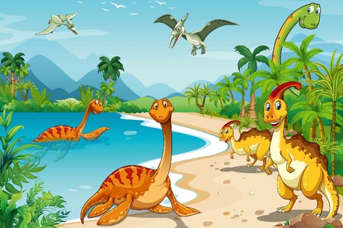 Vliesová fototapeta Dinosauři na pláži 375 x 250 cm