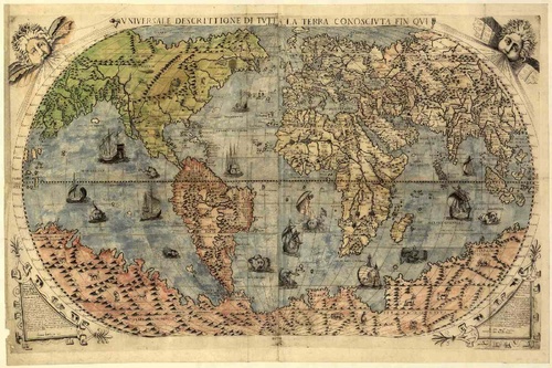 Vliesová fototapeta Starověká mapa světa 375 x 250 cm