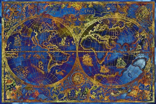 Vliesová fototapeta Modrá mapa světa 375 x 250 cm
