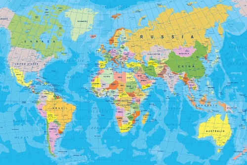 Vliesová fototapeta Mapa světa na glóbu 375 x 250 cm