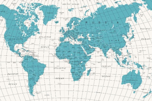 Vliesová fototapeta Politická mapa světa 375 x 250 cm