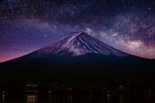 Vliesová fototapeta Hora Fudži v noci 375 x 250 cm