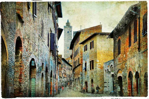 Vliesová fototapeta Toskánská středověká ulice 375 x 250 cm