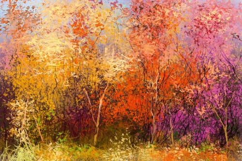 Vliesová fototapeta Malba - Podzimní stromy 375 x 250 cm
