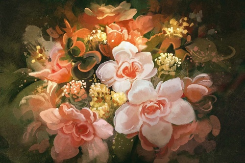 Vliesová fototapeta Malba - Květy 375 x 250 cm