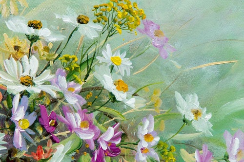 Vliesová fototapeta Malba - Divoké květiny 375 x 250 cm