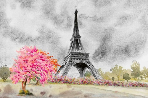 Vliesová fototapeta Malba - Eiffelova věž 375 x 250 cm