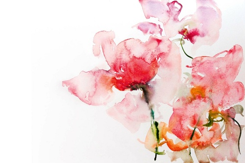 Vliesová fototapeta Malba - Květy akvarel 375 x 250 cm
