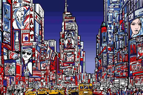 Vliesová fototapeta Barevné Times Square 375 x 250 cm