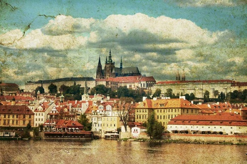Vliesová fototapeta Retro pohlednice - Praha 375 x 250 cm