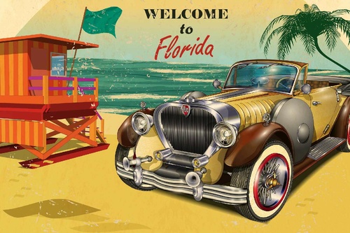 Vliesová fototapeta Florida retro plakát 375 x 250 cm