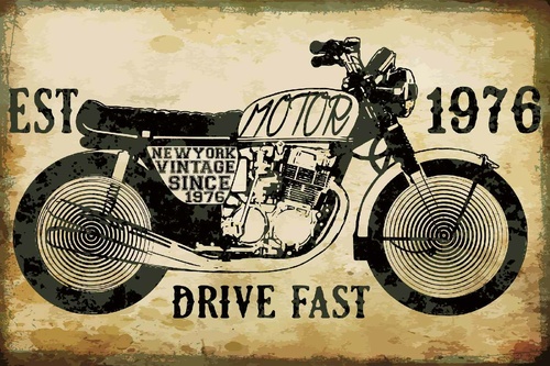 Vliesová fototapeta Retro motocyklový plakát 375 x 250 cm