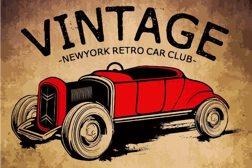 Vliesová fototapeta Vintage automobilový plakát 375 x 250 cm
