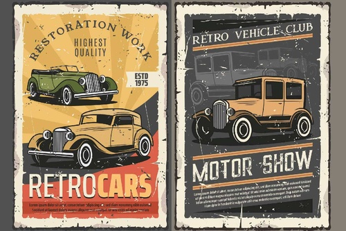 Vliesová fototapeta Kolekce plakátů s automobily 375 x 250 cm