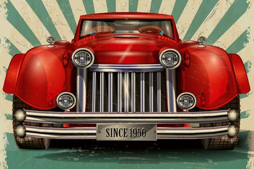 Vliesová fototapeta Vintage plakát automobil 375 x 250 cm