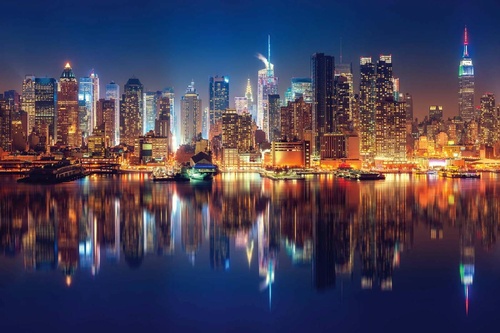 Vliesová fototapeta New York panoráma v noci 375 x 250 cm
