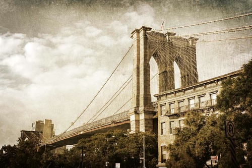 Vliesová fototapeta Brooklynský most ve vintage 375 x 250 cm