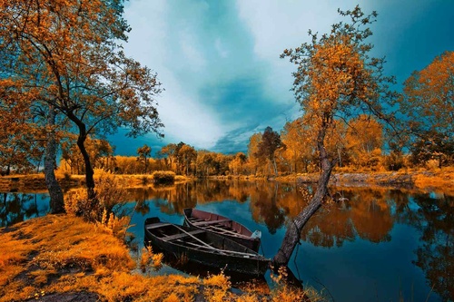 Vliesová fototapeta Řeka na podzim 375 x 250 cm