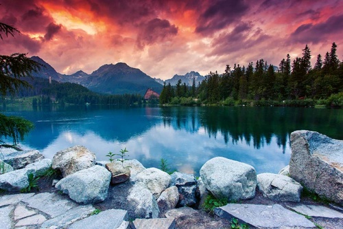 Vliesová fototapeta Jezero ve Vysokých Tatrách 375 x 250 cm