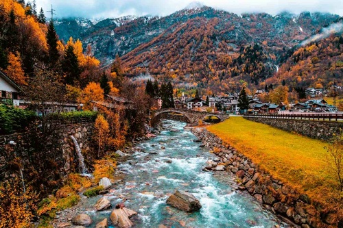 Vliesová fototapeta Řeka Lys, Alpy 375 x 250 cm