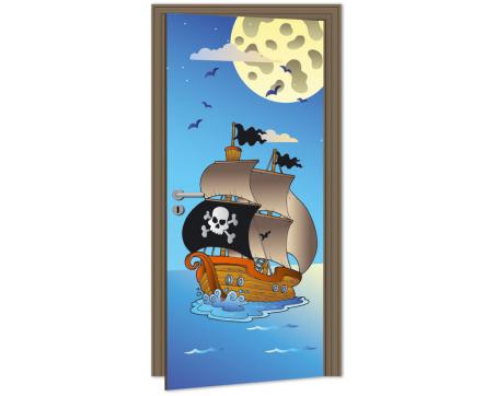DL-031 Samolepicí fototapeta na dveře Pirátská loď 95 x 210 cm