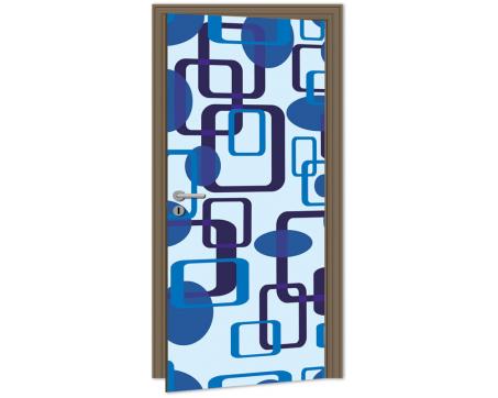 DL-043 Samolepicí fototapeta na dveře Modré čtverce 95 x 210 cm