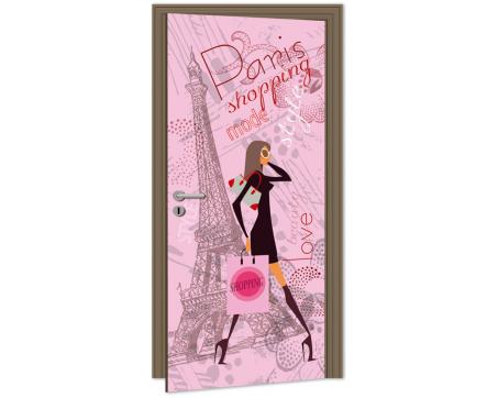 DL-045 Samolepicí fototapeta na dveře Pařížský styl 95 x 210 cm