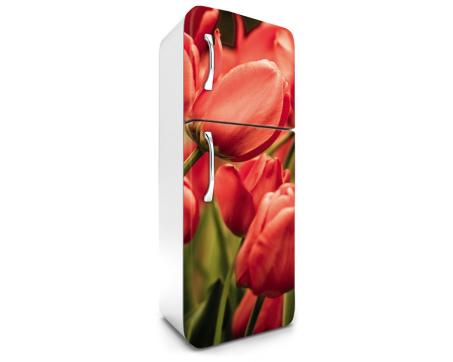 FR-180-012 Samolepicí fototapety na lednici - Červené tulipány 65 x 180 cm