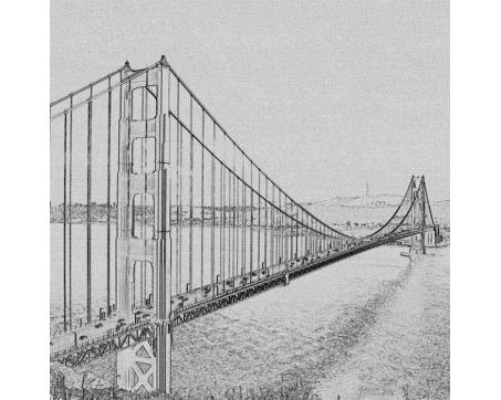 L-301 Vliesové fototapety na zeď Golden Gate černobílá kresba - 220 x 220 cm