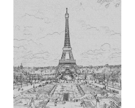 L-304 Vliesové fototapety na zeď Paříž černobílá kresba - 220 x 220 cm