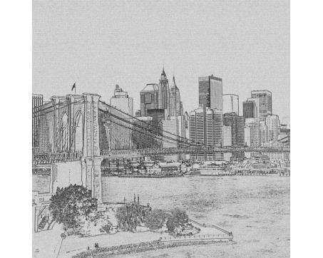 L-310 Vliesové fototapety na zeď Manhattan černobílá kresba - 220 x 220 cm