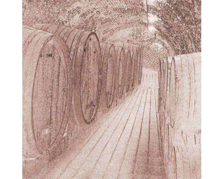 L-329 Vliesové fototapety na zeď Sudy s vínem sépiová kresba - 220 x 220 cm