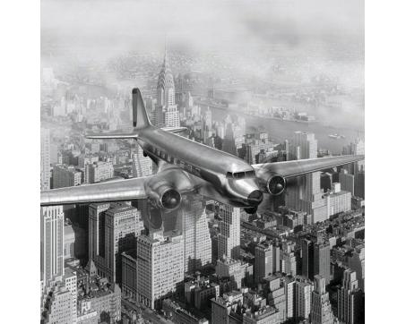 L-444 Vliesové fototapety na zeď Letadlo nad New Yorkem - 220 x 220 cm