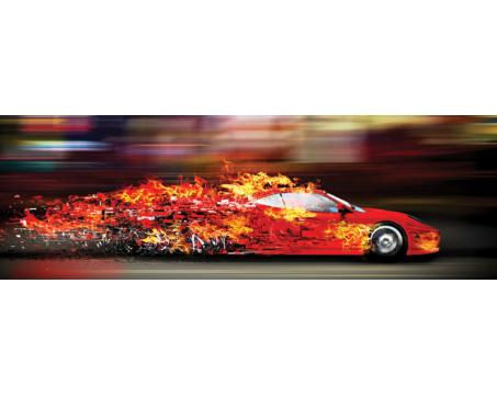 M-215 Vliesové fototapety na zeď Červené auto v plamenech - 330 x 110 cm