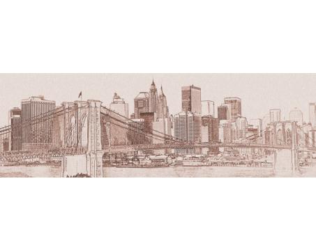 M-305 Vliesové fototapety na zeď Manhattan sépiová malba - 330 x 110 cm