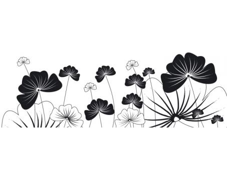 M-314 Vliesové fototapety na zeď Černobílé květiny - 330 x 110 cm