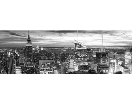 M-468 Vliesové fototapety na zeď Mrakodrapy v New Yorku šedé - 330 x 110 cm