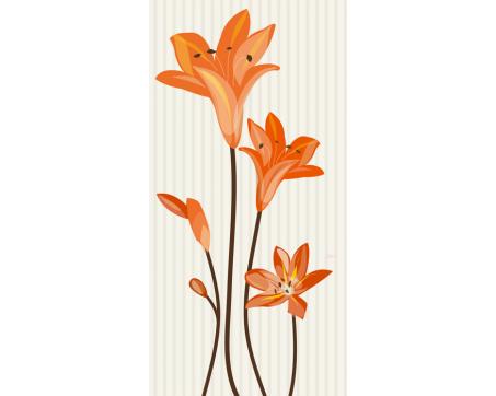 S-333 Vliesové fototapety na zeď Oranžové květy s pruhy - 110 x 220 cm