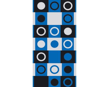 S-406 Vliesové fototapety na zeď Modročerné čtverce s kruhy - 110 x 220 cm
