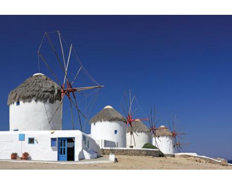 XL-175 Vliesové fototapety na zeď Větrné mlýny v Řecku - 330 x 220 cm