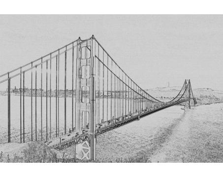 XL-301 Vliesové fototapety na zeď Golden Gate černobílá kresba - 330 x 220 cm