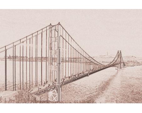XL-302 Vliesové fototapety na zeď Golden Gate sépiová kresba - 330 x 220 cm