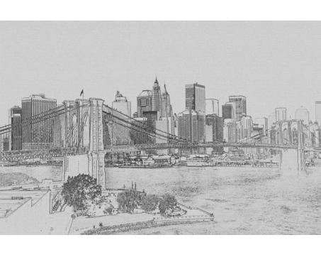 XL-303 Vliesové fototapety na zeď Manhattan černobílá kresba - 330 x 220 cm
