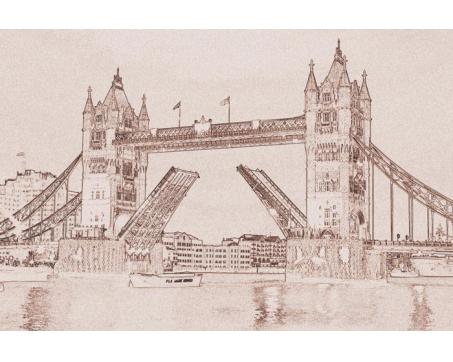 XL-307 Vliesové fototapety na zeď Tower Bridge sépiová kresba - 330 x 220 cm