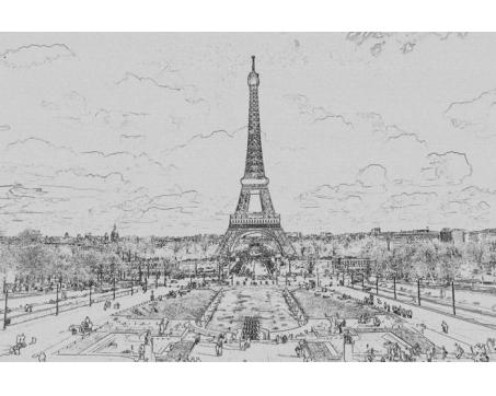 XL-309 Vliesové fototapety na zeď Paříž černobílá kresba - 330 x 220 cm