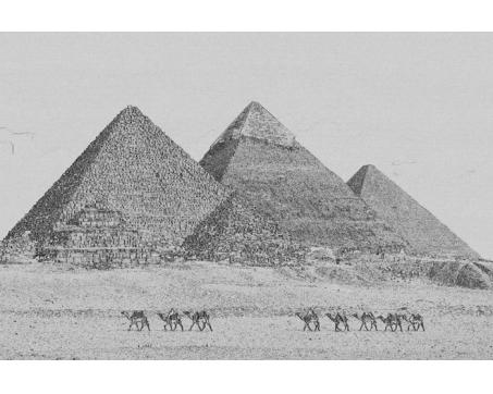 XL-313 Vliesové fototapety na zeď Egyptské pyramidy černobílá kresba - 330 x 220 cm