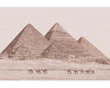 XL-314 Vliesové fototapety na zeď Egyptské pyramidy sépiová kresba - 330 x 220 cm