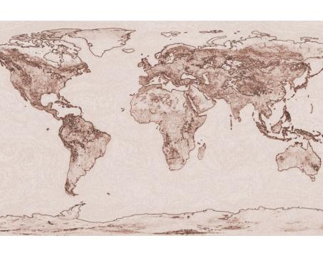 XL-318 Vliesové fototapety na zeď Světová mapa sépiová kresba - 330 x 220 cm